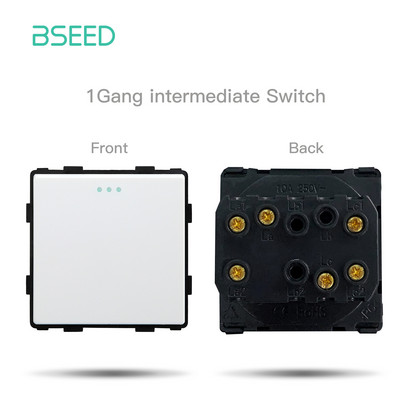 BSEED 1/2/3Gang 1/2 utas mechanikus gombos kapcsoló alkatrész Fali aljzat Kimenet Funkciókulcs barkács üvegkeret rész szabad kombináció fehér
