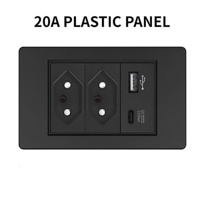 Valguslüliti ja pistikupesa USA Mehhiko Itaalia Tšiili seinarõhk USB-tüüpi C pistikupesa karastatud klaasist/plastist ristkülikupaneel kodukontori jaoks