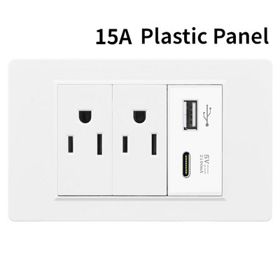Valguslüliti ja pistikupesa USA Mehhiko Itaalia Tšiili seinarõhk USB-tüüpi C pistikupesa karastatud klaasist/plastist ristkülikupaneel kodukontori jaoks