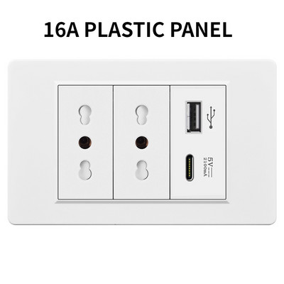 Valguslüliti ja pistikupesa USA Mehhiko Itaalia Tšiili seinarõhk USB-tüüpi C pistikupesa karastatud klaasist/plastist ristkülikupaneel kodukontori jaoks