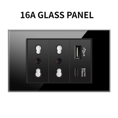 Valguslüliti ja pistikupesa USA Mehhiko Itaalia Tšiili seinarõhk USB-tüüpi C pistikupesa karastatud klaasist/plastist ristkülikupaneel kodukontori jaoks