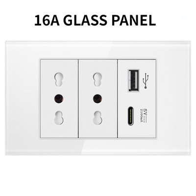 Valguslüliti ja pistikupesa USA Mehhiko Itaalia Tšiili seinarõhk USB-tüüpi C pistikupesa karastatud klaasist/plastist ristkülikupaneel kodukontori jaoks