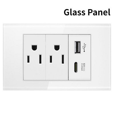 Valguslüliti ja pistikupesa USA Mehhiko Itaalia Tšiili seinarõhk USB-tüüpi C pistikupesa karastatud klaasist/plastist ristkülikupaneel kodukontori jaoks