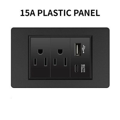 Valguslüliti ja pistikupesa USA Mehhiko Itaalia Tšiili seinarõhk USB-tüüpi C pistikupesa karastatud klaasist/plastist ristkülikupaneel kodukontori jaoks