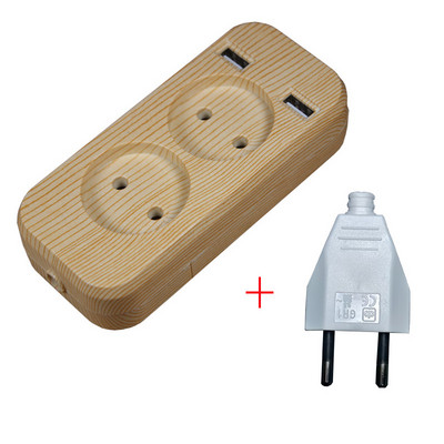 Inteligentná USB predlžovacia zásuvka na nabíjanie telefónu Doprava zdarma Dvojitý USB port 5V 2A USB zásuvka v stene, farba dreva KFW-01-10