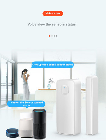 Αισθητήρας παραθύρου πόρτας WiFi Tuya, Ανιχνευτές ανοιχτής/κλειστής πόρτας σπιτιού, αισθητήρας παραθύρου Smartlife APP Εργασία με Alexa, Google Home