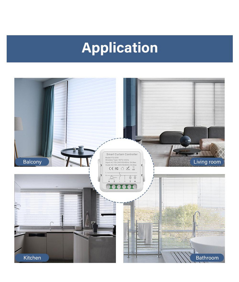 „WiFi“ žaliuzės užuolaidų jungiklio programos nuotolinio valdymo pultas, skirtas elektriniam roletams nuo saulės „Tuya Smart Life“ Google Home Alexa Smart Home