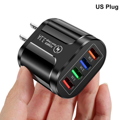 Încărcător USB mufă SUA/UE Adaptor de perete de încărcare rapidă 3.0 4.0 4 porturi Încărcătoare pentru telefon mobil pentru iPhone Samsung Xiaomi Huawei tabletă