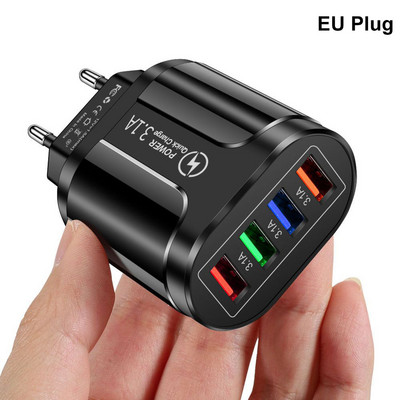 Încărcător USB mufă SUA/UE Adaptor de perete de încărcare rapidă 3.0 4.0 4 porturi Încărcătoare pentru telefon mobil pentru iPhone Samsung Xiaomi Huawei tabletă