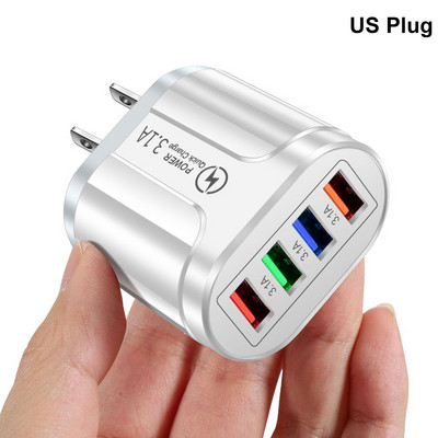 Încărcător USB mufă SUA/UE Adaptor de perete de încărcare rapidă 3.0 4.0 4 porturi Încărcătoare pentru telefon mobil pentru iPhone Samsung Xiaomi Huawei tabletă