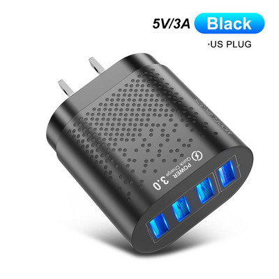 Încărcător USB mufă SUA/UE Adaptor de perete de încărcare rapidă 3.0 4.0 4 porturi Încărcătoare pentru telefon mobil pentru iPhone Samsung Xiaomi Huawei tabletă