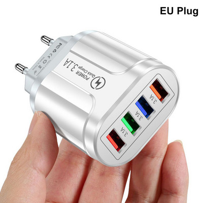 Încărcător USB mufă SUA/UE Adaptor de perete de încărcare rapidă 3.0 4.0 4 porturi Încărcătoare pentru telefon mobil pentru iPhone Samsung Xiaomi Huawei tabletă