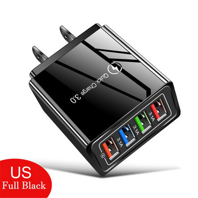 Încărcător USB mufă SUA/UE Adaptor de perete de încărcare rapidă 3.0 4.0 4 porturi Încărcătoare pentru telefon mobil pentru iPhone Samsung Xiaomi Huawei tabletă