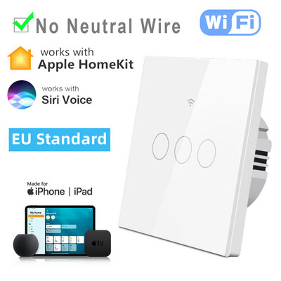 Comutator WiFi cu senzor tactil Smart Home Lucru cu Apple Homekit Controlul aplicației Siri Voice Telecomanda Comutatoare de lumină NU ESTE NECESAR cablu neutru