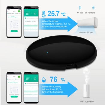 Tuya Wifi Ir Τηλεχειριστήριο Ir Τηλεχειριστήριο θερμοκρασίας ανιχνευτής υγρασίας Έξυπνος έλεγχος οικιακού αυτοματισμού για ανεμιστήρα τηλεόρασης AC Aircon Alexa Echo Google