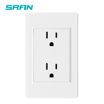 SRAN US štandardná duálna USB zásuvka, dvojitá 2,1A zásuvka s USB káblom, biela/čierna/zlatá PC panel spomaľujúci horenie 118 mm * 76 mm