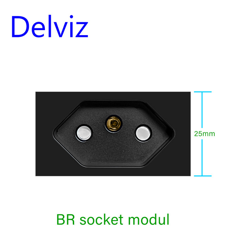 Priză standard Delviz Brazilia, comutator și priză personalizate de bricolaj, modul port de rețea TV prin cablu USB 2A, priză electrică BR Priză de perete 20A