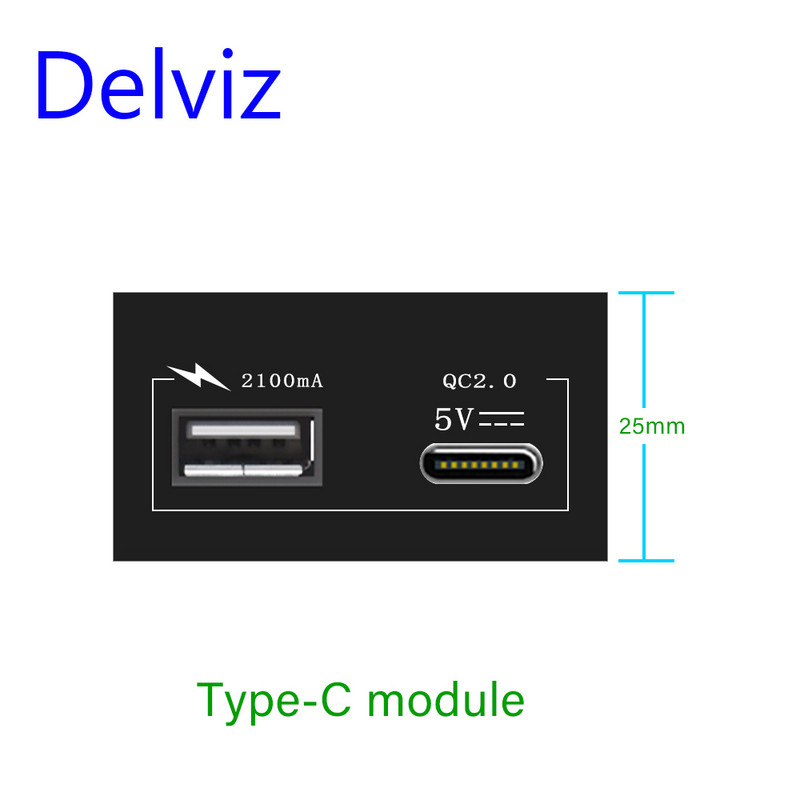 Priză standard Delviz Brazilia, comutator și priză personalizate de bricolaj, modul port de rețea TV prin cablu USB 2A, priză electrică BR Priză de perete 20A