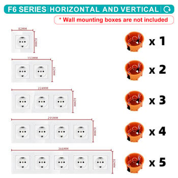 SRAN F6 Series Grey Glass Panel Διακόπτης φωτός ΕΕ Γαλλικές ηλεκτρικές πρίζες Υποδοχή USB Τηλεόραση RJ45 Touch Module DIY