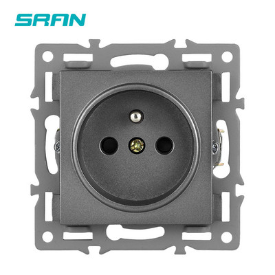 Seria SRAN F6 Panou din sticlă gri Comutator de lumină UE franceză prize electrice Priză USB TV RJ45 Modul tactil DIY