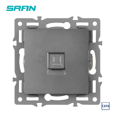 Seria SRAN F6 Panou din sticlă gri Comutator de lumină UE franceză prize electrice Priză USB TV RJ45 Modul tactil DIY