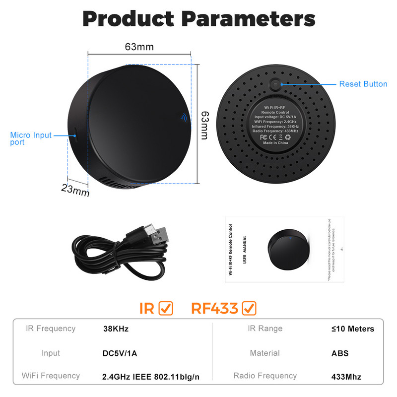 Telecomandă IR Tuya Smart WiFi RF433 Mhz IR pentru aer condiționat Perdele rulouri Aplicație vocală Alexa Google Home Yandex Alice