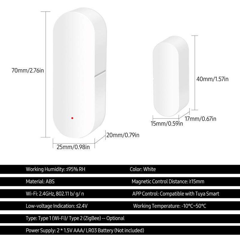 ZigBee intelligens ajtó ablak érzékelő riasztó mágneses otthoni biztonsági rendszer ajtó nyitási figyelmeztetés APP távirányító