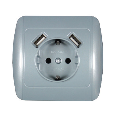 Nová nástenná elektronická zásuvka z roku 2020, štandardná eu zásuvka 5V2A s dvojitou domácou USB zástrčkou, nabíjačka, zásuvka s USB E7