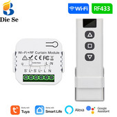 Wifi Rf függöny kapcsoló Tuya Smart Life redőny modul 433mhz jeladó távirányítós ablakredőny Alexa Google Home