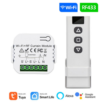 Wifi Rf függöny kapcsoló Tuya Smart Life redőny modul 433mhz jeladó távirányítós ablakredőny Alexa Google Home