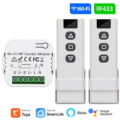 Wifi Rf függöny kapcsoló Tuya Smart Life redőny modul 433mhz jeladó távirányítós ablakredőny Alexa Google Home