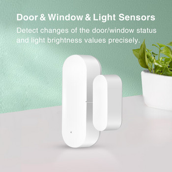 Tuya WiFi Smart Multi-function Door Magnetic Sensor Smart Sensor Light and Door Sensor 2 in 1 Work with Alexa Google Assistant