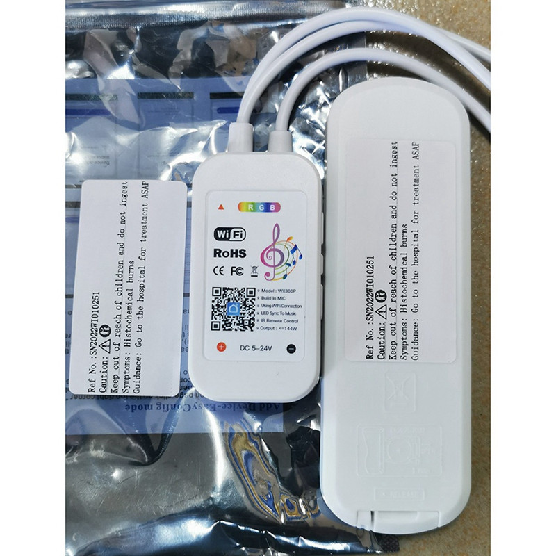 2x Tuya Wifi RGB ovládač pre LED pásiky 3528 2835 5050 RGB ovládač s 24-klávesovým diaľkovým ovládaním