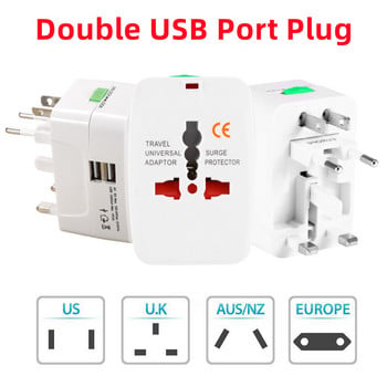 2 θύρες USB Universal Adapter Multi-function EU UK US AU Βύσμα μετατροπής για ταξίδι μετατροπέα AC Power Charger Υποδοχή 6A 250V