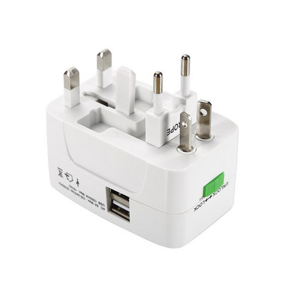 2 USB port univerzális adapter Többfunkciós EU UK US AU konverziós csatlakozó dugó utazási AC töltő átalakító aljzathoz 6A 250V