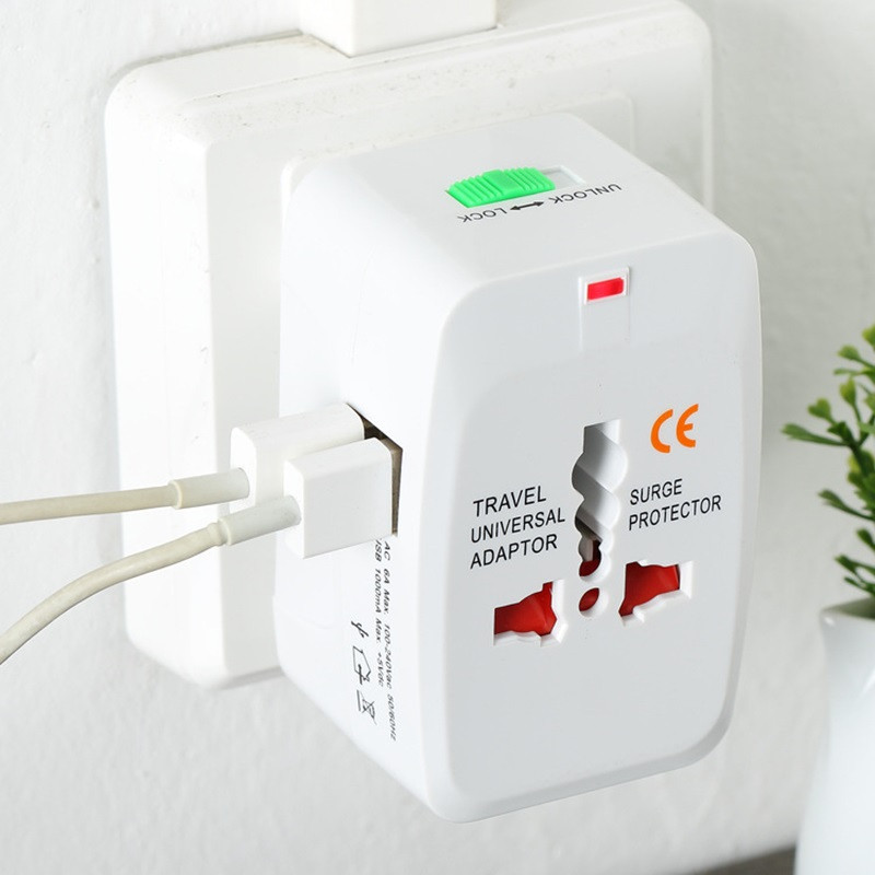 2 USB port univerzális adapter Többfunkciós EU UK US AU konverziós csatlakozó dugó utazási AC töltő átalakító aljzathoz 6A 250V