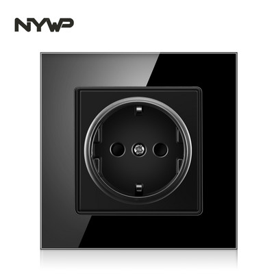Nywp seinakristallklaasist paneeli pistikupesa pistik on maandatud, 16a Euroopa standardi pistikupesa 86mm * 86mm