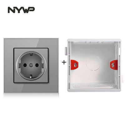 Nywp seinakristallklaasist paneeli pistikupesa pistik on maandatud, 16a Euroopa standardi pistikupesa 86mm * 86mm