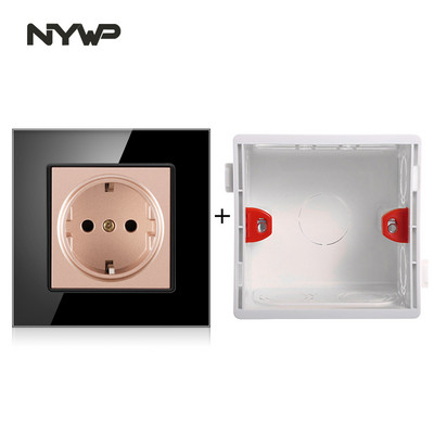 Nywp seinakristallklaasist paneeli pistikupesa pistik on maandatud, 16a Euroopa standardi pistikupesa 86mm * 86mm