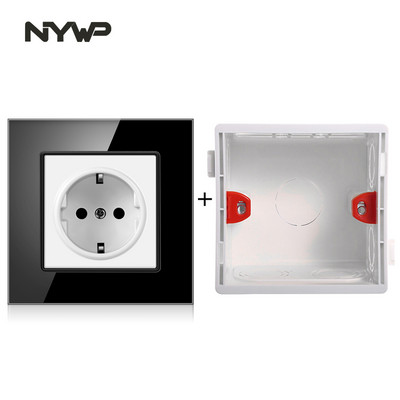 Nywp seinakristallklaasist paneeli pistikupesa pistik on maandatud, 16a Euroopa standardi pistikupesa 86mm * 86mm