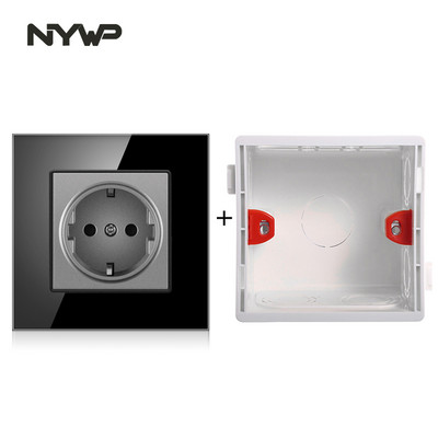 Nywp seinakristallklaasist paneeli pistikupesa pistik on maandatud, 16a Euroopa standardi pistikupesa 86mm * 86mm