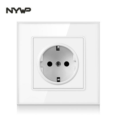 Nywp seinakristallklaasist paneeli pistikupesa pistik on maandatud, 16a Euroopa standardi pistikupesa 86mm * 86mm