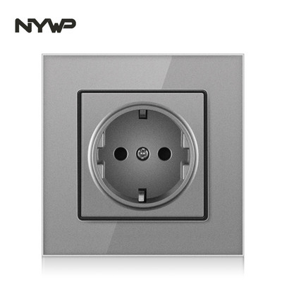 Nywp seinakristallklaasist paneeli pistikupesa pistik on maandatud, 16a Euroopa standardi pistikupesa 86mm * 86mm