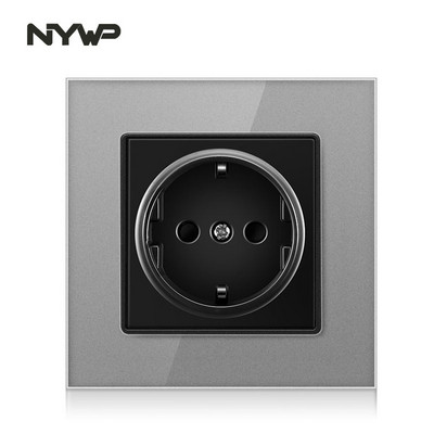 Nywp seinakristallklaasist paneeli pistikupesa pistik on maandatud, 16a Euroopa standardi pistikupesa 86mm * 86mm