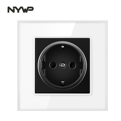 Nywp seinakristallklaasist paneeli pistikupesa pistik on maandatud, 16a Euroopa standardi pistikupesa 86mm * 86mm