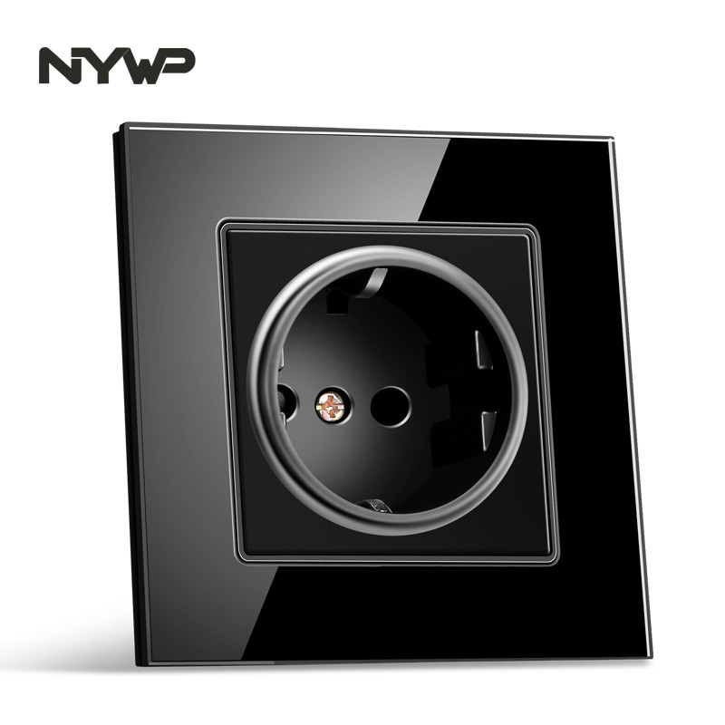 Nywp seinakristallklaasist paneeli pistikupesa pistik on maandatud, 16a Euroopa standardi pistikupesa 86mm * 86mm