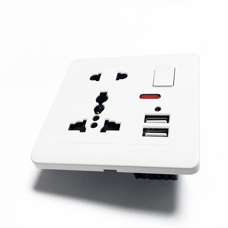 Priză USB standard Delviz Marea Britanie, port dublu pentru încărcător USB, priză electrică universală globală de 13 A, priză de perete USB pentru controlul comutatorului