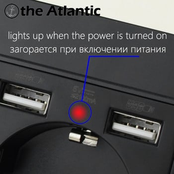 Atlectric DE / EU / FR захранващ контакт с 2100mA двоен USB порт за зарядно устройство 16A стенен контакт Стойка за телефон за мобилна стъклена рамка