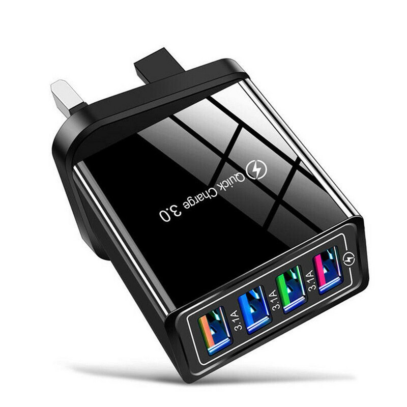 Utazás az Egyesült Királyságban EU USA dugó 4 portos USB transzformátor adapter fali töltő tápegység gyors gyorstöltő