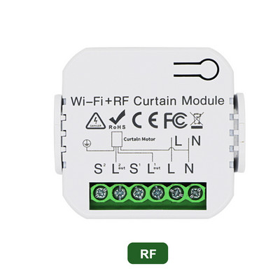 „CoRui Tuya Smart Life“ užuolaidų jungiklis „Wi-Fi RF 16A“ nuotolinio valdymo pultas, skirtas elektriniam ritiniui palaikyti „Google Home Alexa“